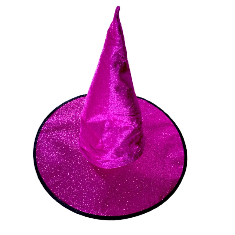 FUCHSIA VELOUR & GITTER WITCH HAT NWT
